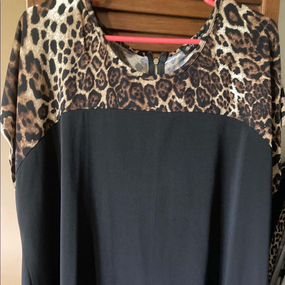 Boutique Cheetah Black Block Tee